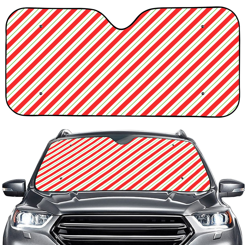 Christmas Candy Cane Stripe Print Car Windshield Sun Shade