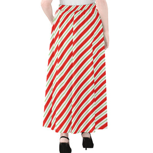 Christmas Candy Cane Stripe Print Chiffon Maxi Skirt