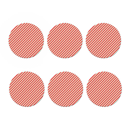 Christmas Candy Cane Stripe Print Coaster Set