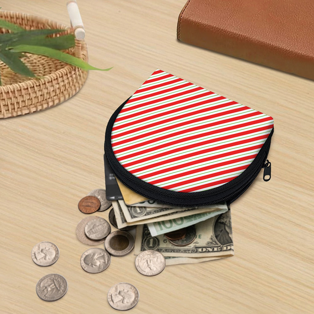 Christmas Candy Cane Stripe Print Coin Purse