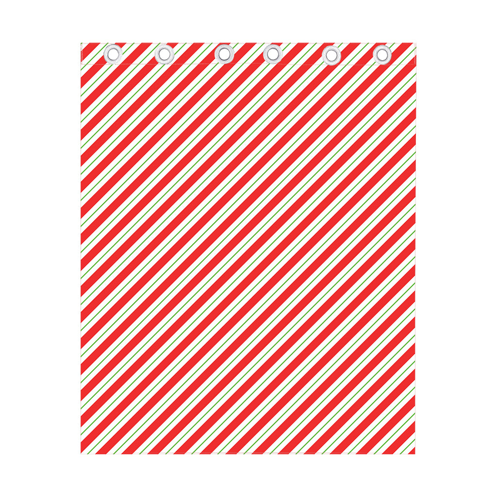 Christmas Candy Cane Stripe Print Curtain
