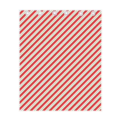 Christmas Candy Cane Stripe Print Curtain