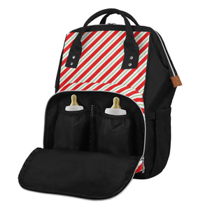 Christmas Candy Cane Stripe Print Diaper Bag