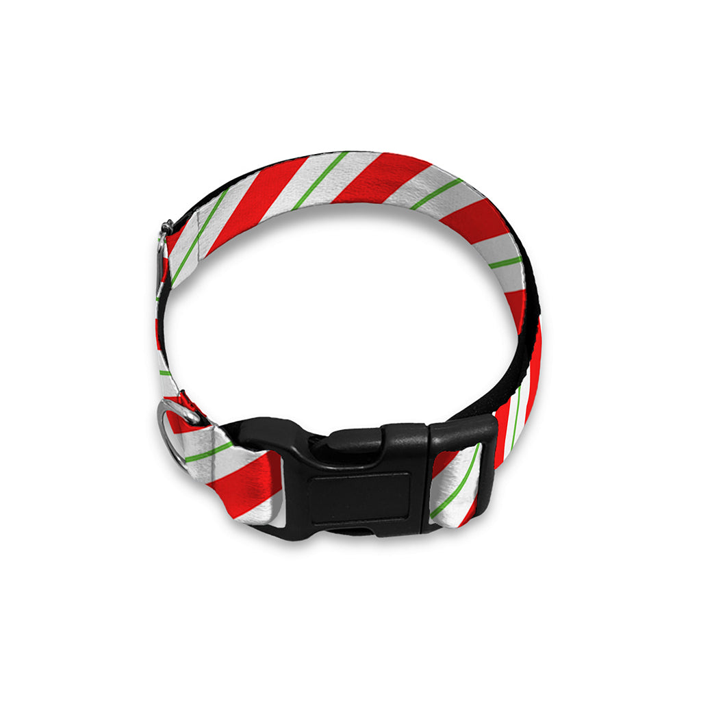 Christmas Candy Cane Stripe Print Dog Collar