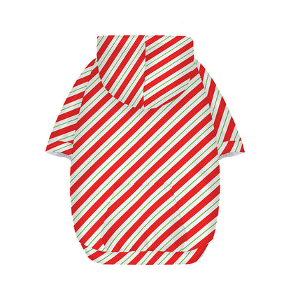 Christmas Candy Cane Stripe Print Dog Zip Up Hoodie
