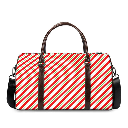 Christmas Candy Cane Stripe Print Duffle Bag