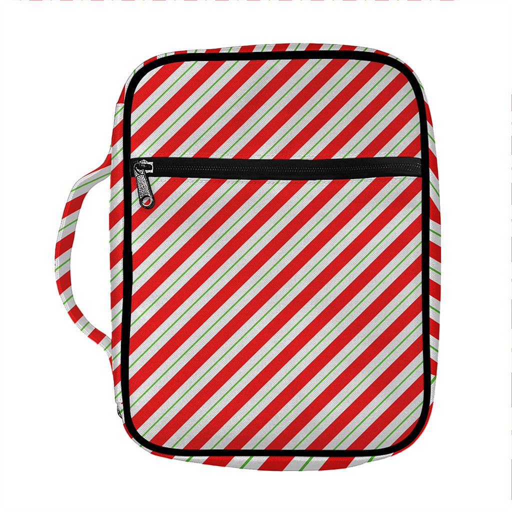 Christmas Candy Cane Stripe Print Front Pocket Bible Bag