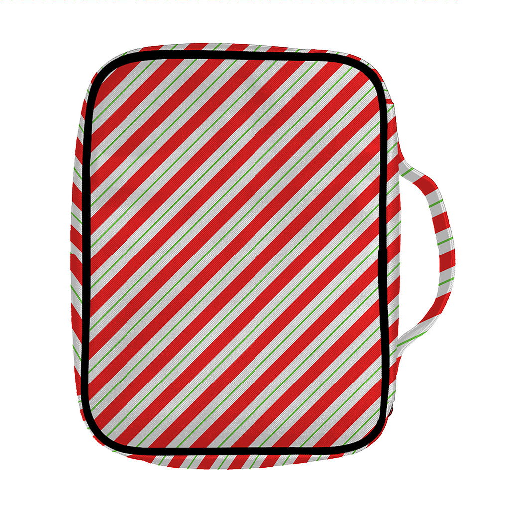 Christmas Candy Cane Stripe Print Front Pocket Bible Bag