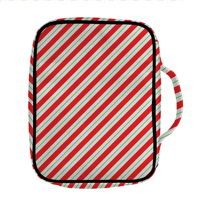 Christmas Candy Cane Stripe Print Front Pocket Bible Bag