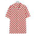 Christmas Candy Cane Stripe Print Hawaiian Shirt