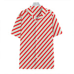 Christmas Candy Cane Stripe Print Hawaiian Shirt