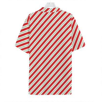 Christmas Candy Cane Stripe Print Hawaiian Shirt