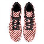 Christmas Candy Cane Stripe Print High Top Leather Sneakers