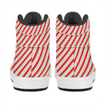 Christmas Candy Cane Stripe Print High Top Leather Sneakers