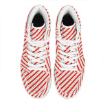 Christmas Candy Cane Stripe Print High Top Leather Sneakers