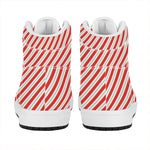 Christmas Candy Cane Stripe Print High Top Leather Sneakers