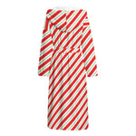 Christmas Candy Cane Stripe Print Hooded Bathrobe