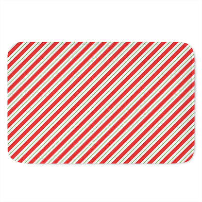 Christmas Candy Cane Stripe Print Indoor Door Mat