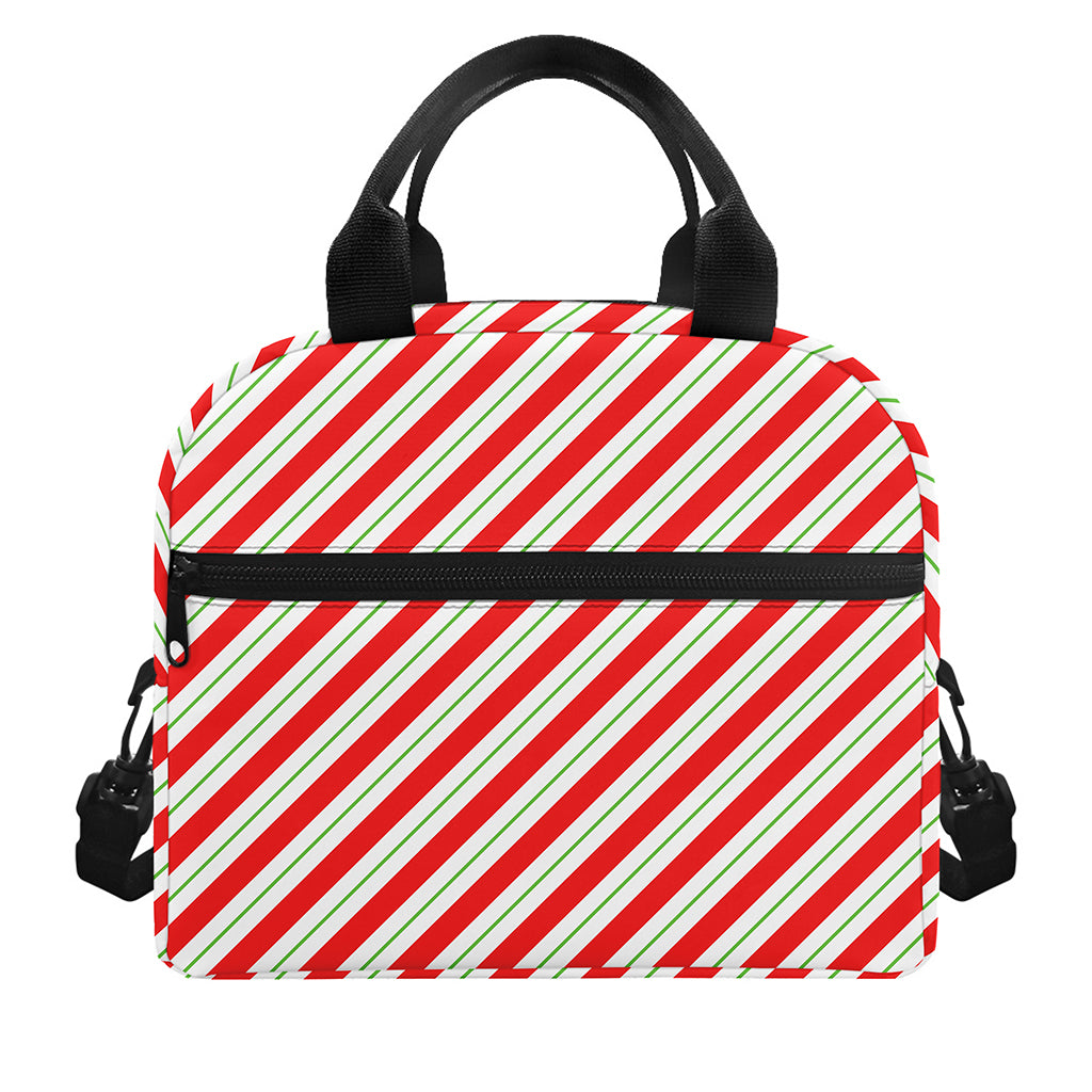 Christmas Candy Cane Stripe Print Insulated Lunch Bag