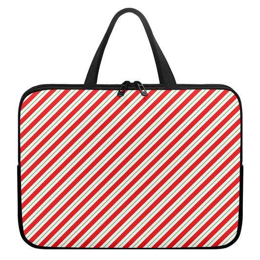 Christmas Candy Cane Stripe Print Laptop Sleeve With Handle