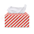 Christmas Candy Cane Stripe Print Leather Tissue Box Cover