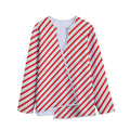 Christmas Candy Cane Stripe Print Long Sleeve Short Coat