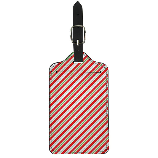 Christmas Candy Cane Stripe Print Luggage Tag