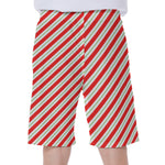 Christmas Candy Cane Stripe Print Men's Beach Shorts