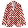 Christmas Candy Cane Stripe Print Men's Blazer