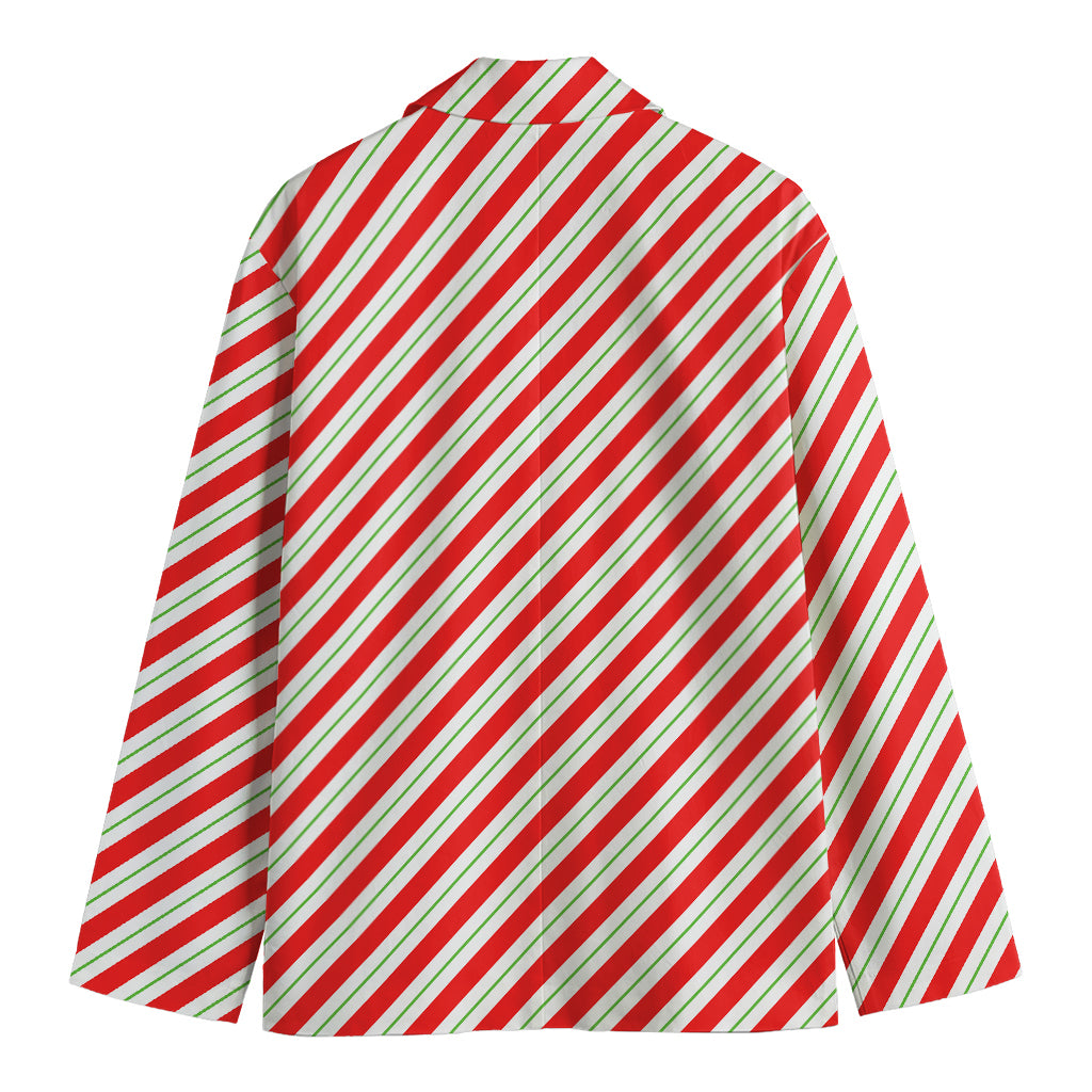 Christmas Candy Cane Stripe Print Men's Blazer