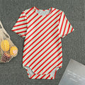 Christmas Candy Cane Stripe Print Men's Bodysuit