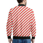 Christmas Candy Cane Stripe Print Men's Bomber Jacket