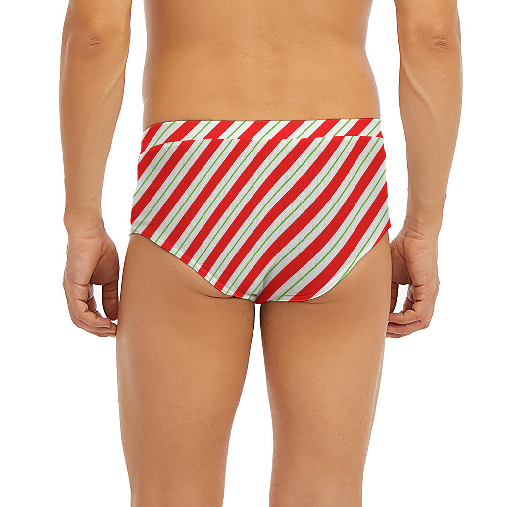 Christmas Candy Cane Stripe Print Men's Briefs