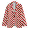 Christmas Candy Cane Stripe Print Men's Cotton Blazer