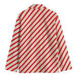 Christmas Candy Cane Stripe Print Men's Cotton Blazer