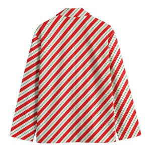 Christmas Candy Cane Stripe Print Men's Cotton Blazer