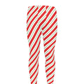 Christmas Candy Cane Stripe Print Men's Leggings