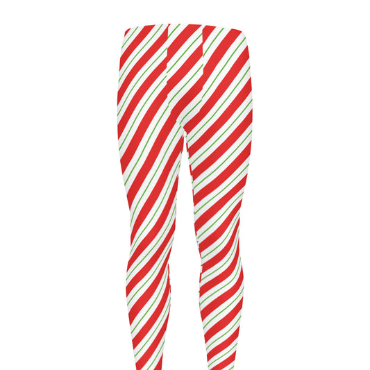 Christmas Candy Cane Stripe Print Men's leggings