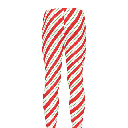 Christmas Candy Cane Stripe Print Men's leggings