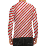 Christmas Candy Cane Stripe Print Men's Long Sleeve Rash Guard