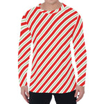 Christmas Candy Cane Stripe Print Men's Long Sleeve T-Shirt