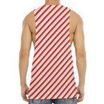 Christmas Candy Cane Stripe Print Men's Muscle Tank Top
