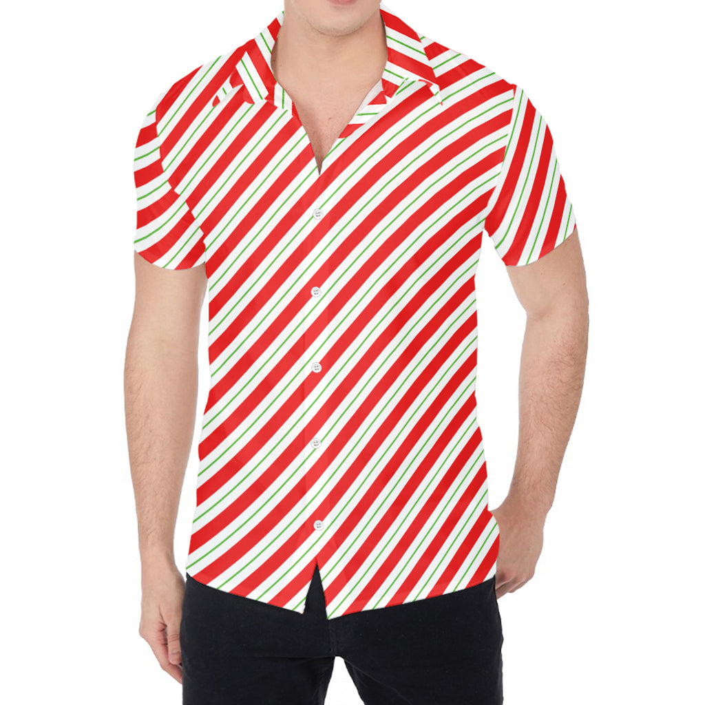 Christmas Candy Cane Stripe Print Men's Shirt