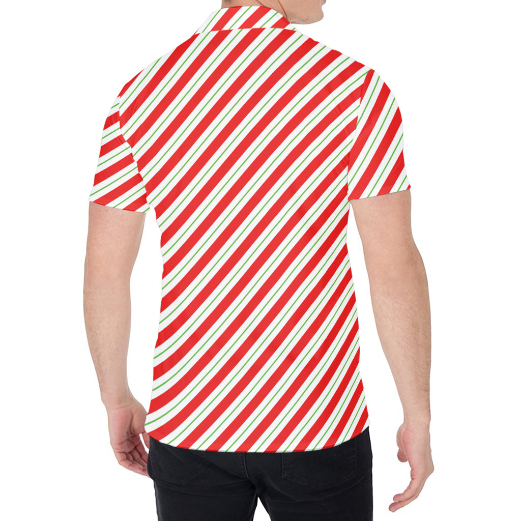 Christmas Candy Cane Stripe Print Men's Shirt