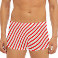 Christmas Candy Cane Stripe Print Men's Short Boxer Briefs