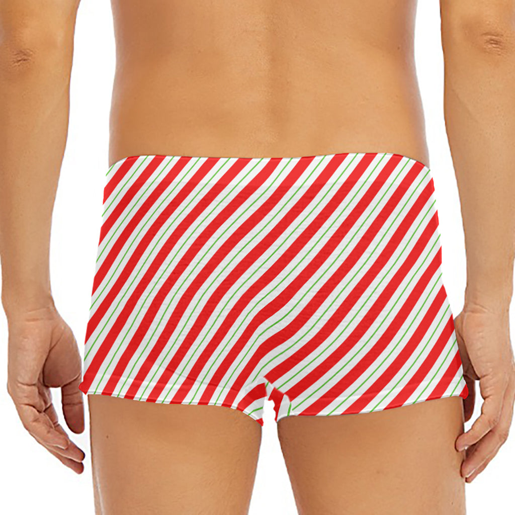 Christmas Candy Cane Stripe Print Men's Short Boxer Briefs