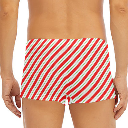 Christmas Candy Cane Stripe Print Men's Short Boxer Briefs