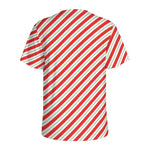Christmas Candy Cane Stripe Print Men's Sports T-Shirt