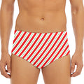 Christmas Candy Cane Stripe Print Men's Triangle Swim Briefs