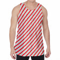 Christmas Candy Cane Stripe Print Men's Velvet Tank Top